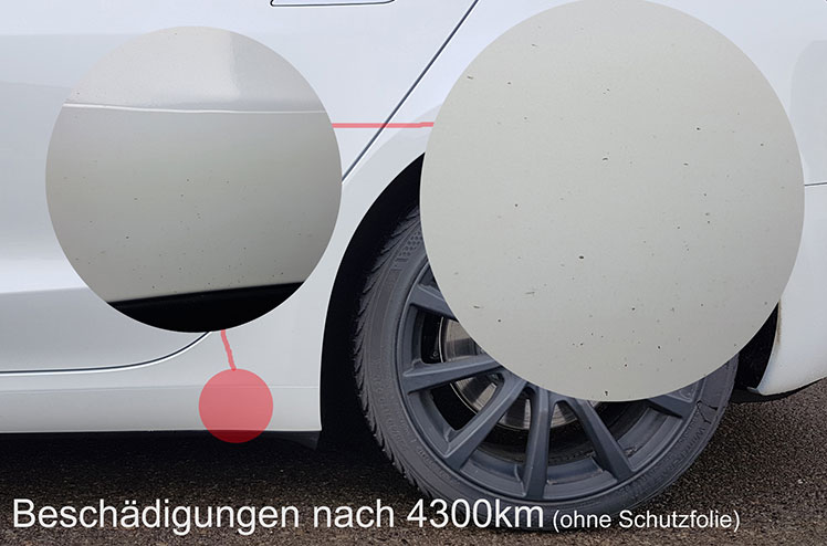 Transparentes Schutzfolienset Tesla Model 3 Seitenschweller VORNE + HINTEN  inkl. Rakel